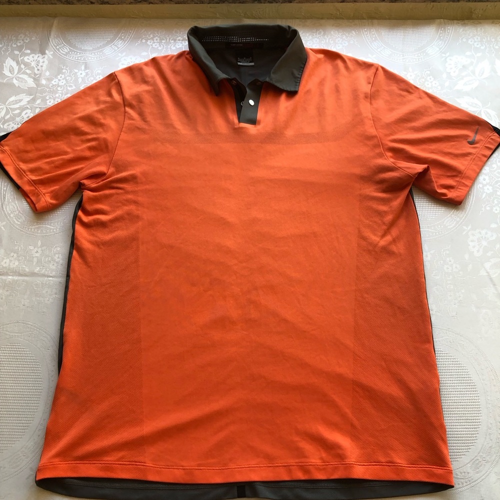 TIGER WOODS Collection Nike Orange/Gray Golf Tennis Polo Shirt Men’s Size M Top